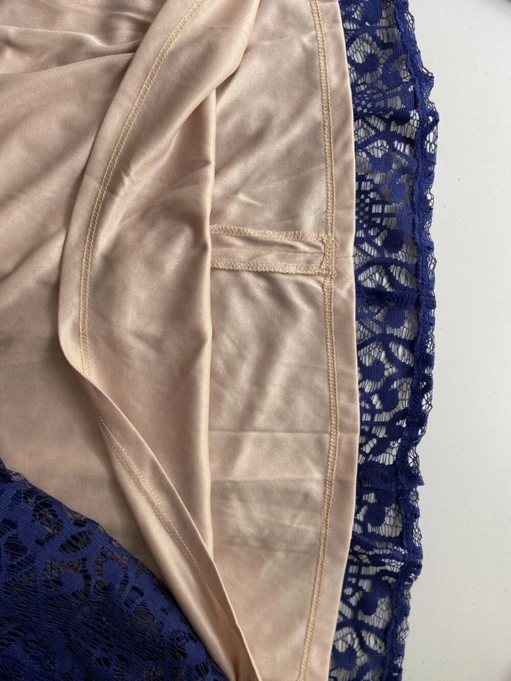 Blue Lace Dress London Time Size 6 Fit & Flare Sleeveless Lace Zip - Picture 6 of 8